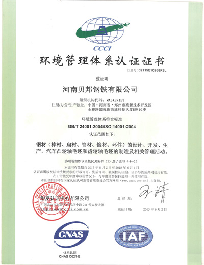 GB/T24001-2004/ISO 14001:2004 Certificate